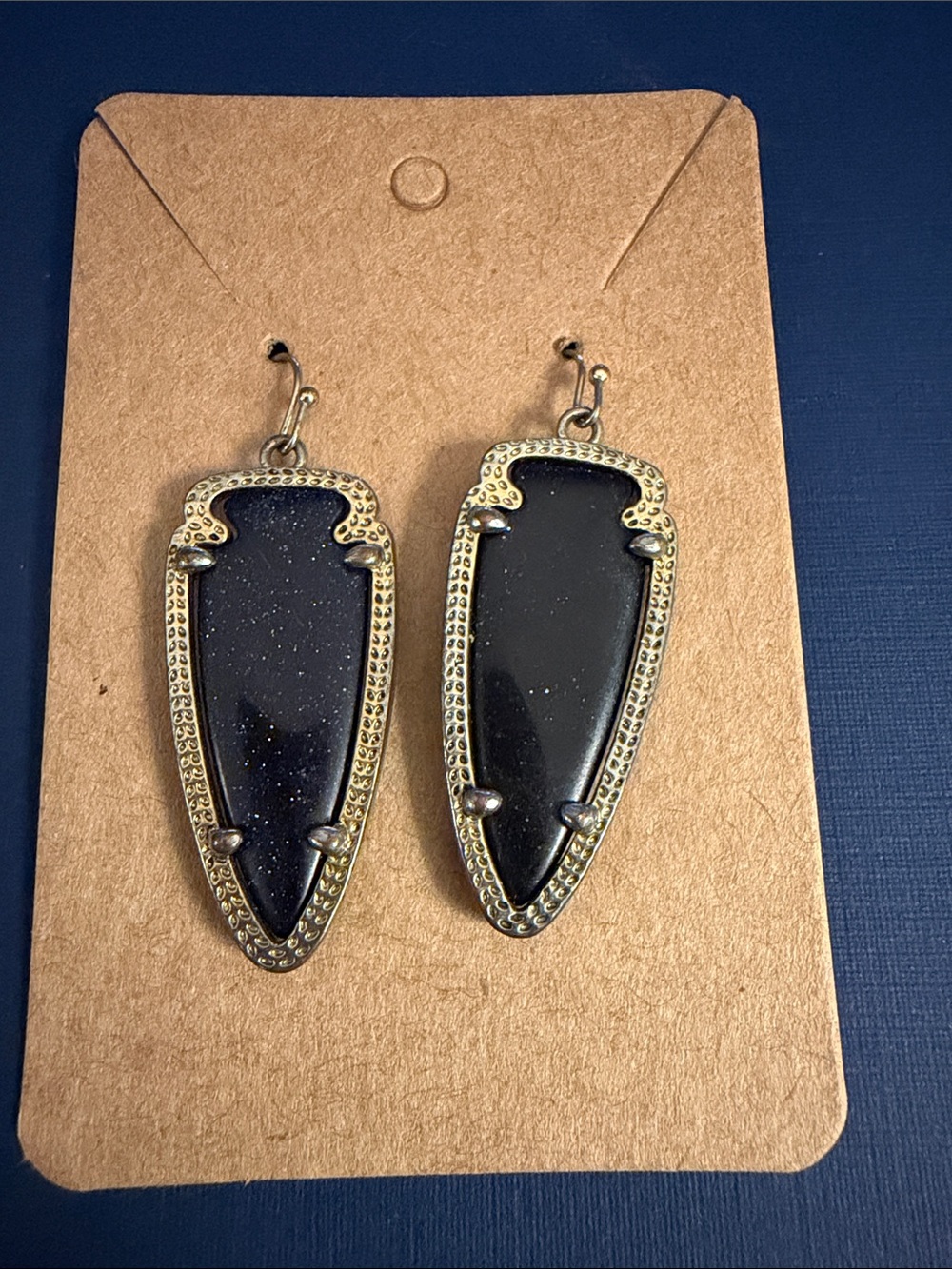 Kendra Scott Vintage-Style Bluestone Gold Dagger Drop Earrings